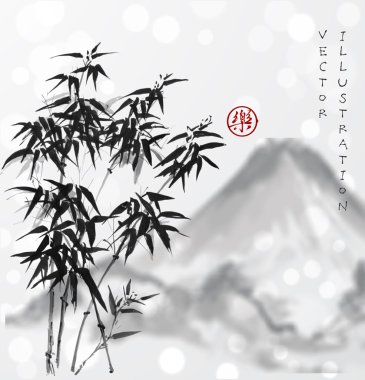 Bambu ağaçlar ve dağlar