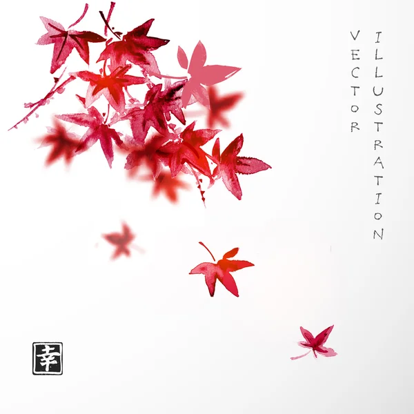 Leaves of red Japanese maple Stock Vector