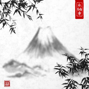 Bambu ağaçlar ve dağlar