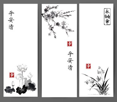 Vahşi orkide ve lotus çiçekleri ile afiş 