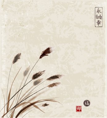 Çayır elle mürekkeple çizilmiş çimen 