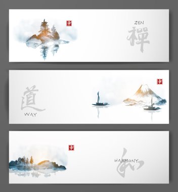  Geleneksel Japon resim sumi-e mürekkep