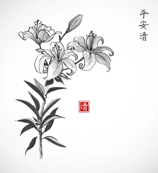 Flores de lirio sobre fondo blanco — Archivo Imágenes Vectoriales