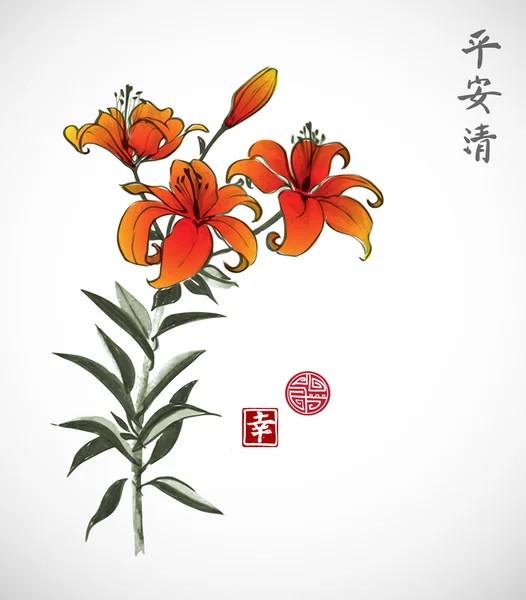 橙百合花 — 图库矢量图片