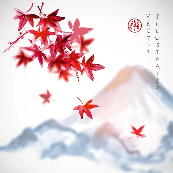 Leaves of red Japanese maple Stock Illustration