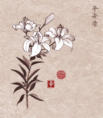 Vintage arka planda Lily çiçekler