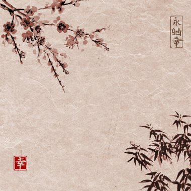 Bambu ağacı ve sakura 