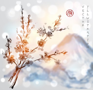 Bambu ve sakura çiçeği