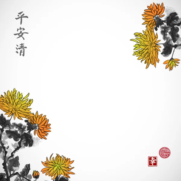 Traditionele chrysant bloemen — Stockvector