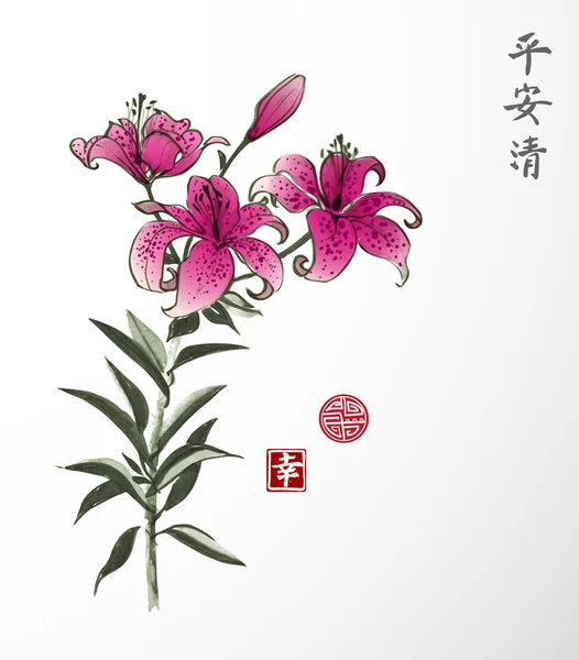 Flores tradicionales de lirio — Archivo Imágenes Vectoriales