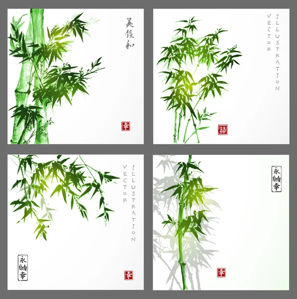Зелений Бамбукові дерева — стоковий вектор