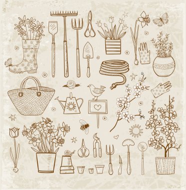 çizilmiş kroki Bahçe elemanları