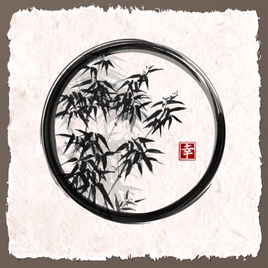 Bambu ağacı enso zen daire