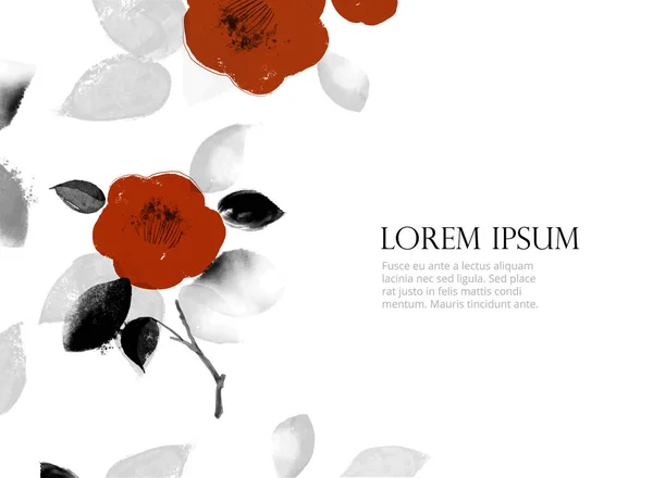 Fleurs Camélia Japonaises Rouges Sur Fond Blanc Avec Place Pour — Image vectorielle