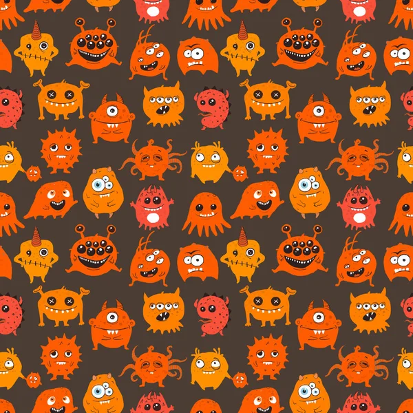 Seamless Pattern Cute Doodle Monsters Can Used Wallpaper Pattern Fills — Stock Vector