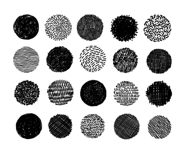 Set Hand Drawn Scribble Circles White Background — Stock Vector