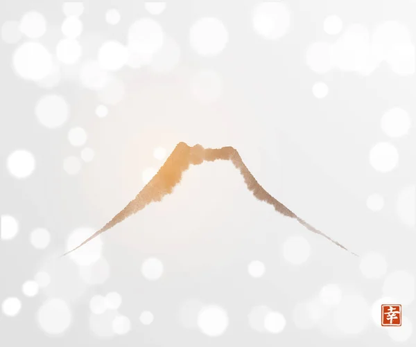 Fujiyama Main Montagne Dessinée Encre Dans Style Minimaliste Simple Sur — Image vectorielle