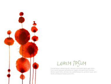 Soyut kırmızı mürekkep boyalı bir şablon ve beyaz arkaplan üzerine yazdığınız metin için yer