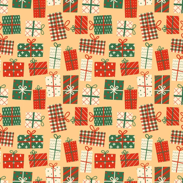 Nahtloses Muster Mit Weihnachtsgeschenkschachteln Kann Für Tapeten Musterfüllungen Textilien Webseiten — Stockvektor
