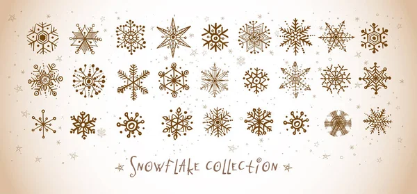 Συλλογή Από Νιφάδες Χιονιού Vintage Στυλ — Διανυσματικό Αρχείο