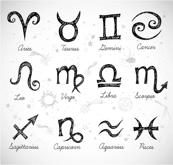 Pobieżne zodiaku symbole — Wektor stockowy