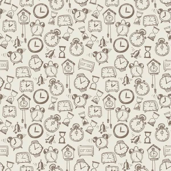 Fondo sin costuras con doodle sketch relojes a — Archivo Imágenes Vectoriales