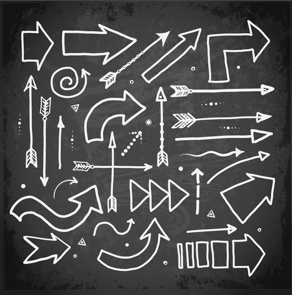 Juego de flechas doodle sketch — Vector de stock