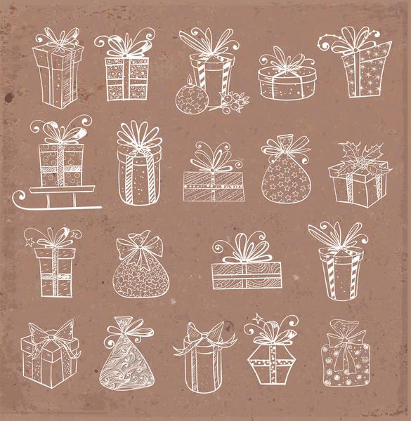Iconos de cajas de regalo vintage . — Vector de stock