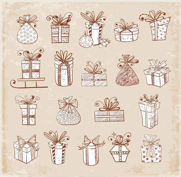Vintage gift boxes icons. — Stock Vector