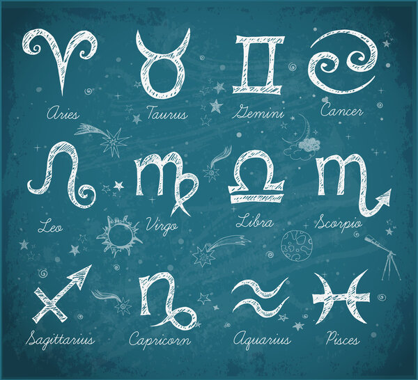 Sketchy zodiac symbols