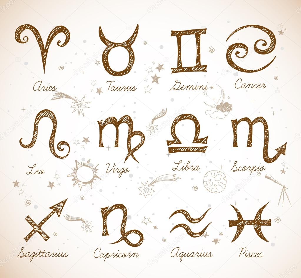 Sketchy zodiac symbols