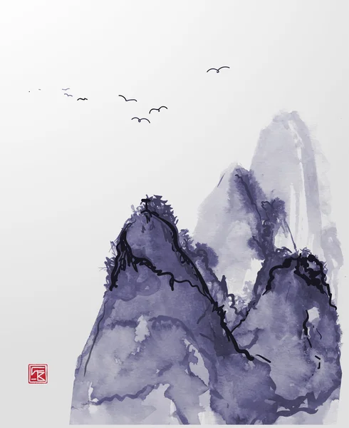 Illustration der Berge — Stockvektor