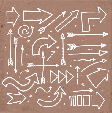 Kırmızı doodle kroki okları kümesi