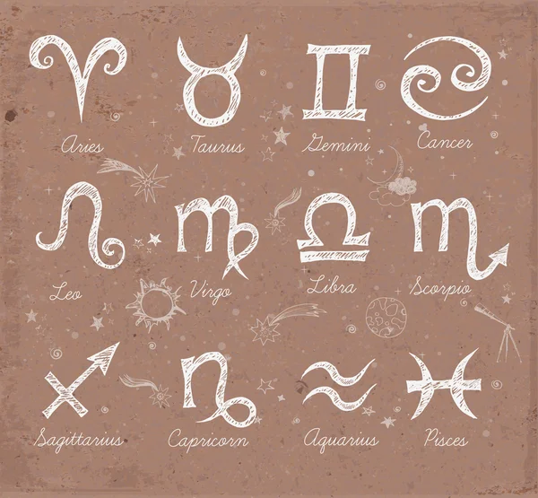 Sketchy símbolos del zodíaco — Vector de stock