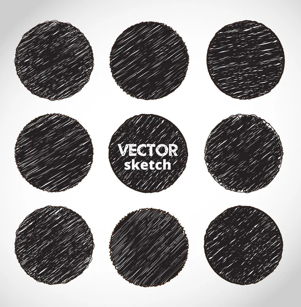 Círculos esboço preto — Vetor de Stock