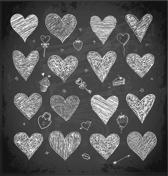 Doodle skiss hjärtan — Stock vektor