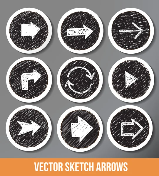 Setas de esboço branco — Vetor de Stock