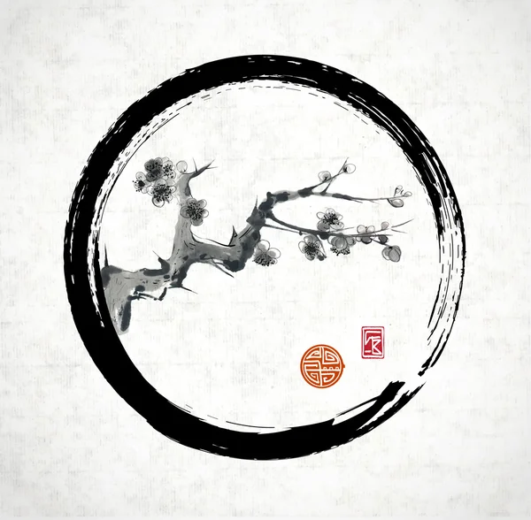 Rama Sakura en círculo — Archivo Imágenes Vectoriales