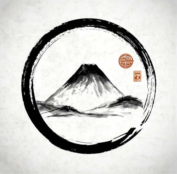 Fuji mountain in circle — Stock Vector