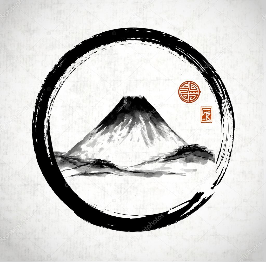 Fuji mountain in circle