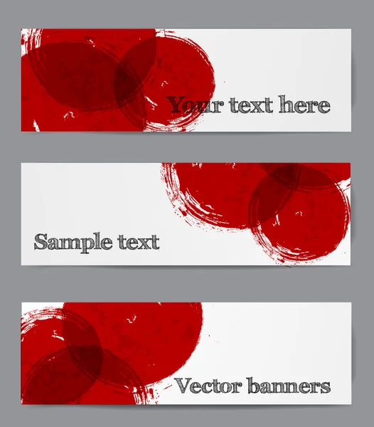 Banderoller med röda grunge cirklar på papper — Stock vektor