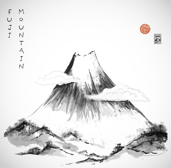 Fujiyama mountain in Japanese style