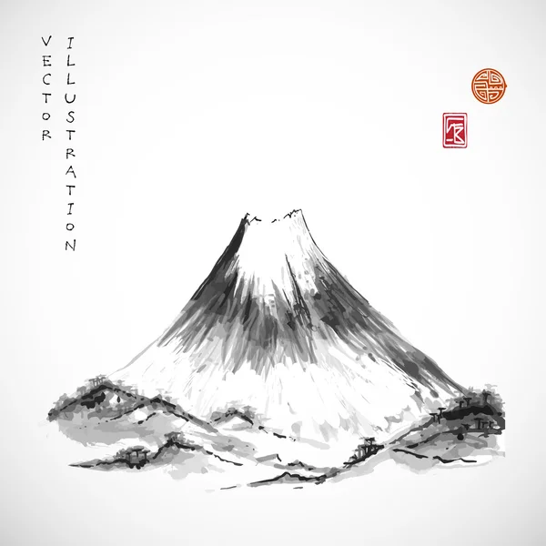 Montagna Fujiyama in stile giapponese — Vettoriale Stock