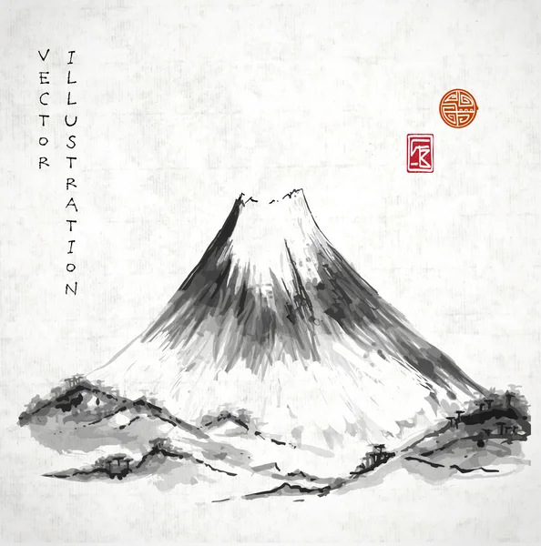 Montagna Fujiyama in stile giapponese — Vettoriale Stock