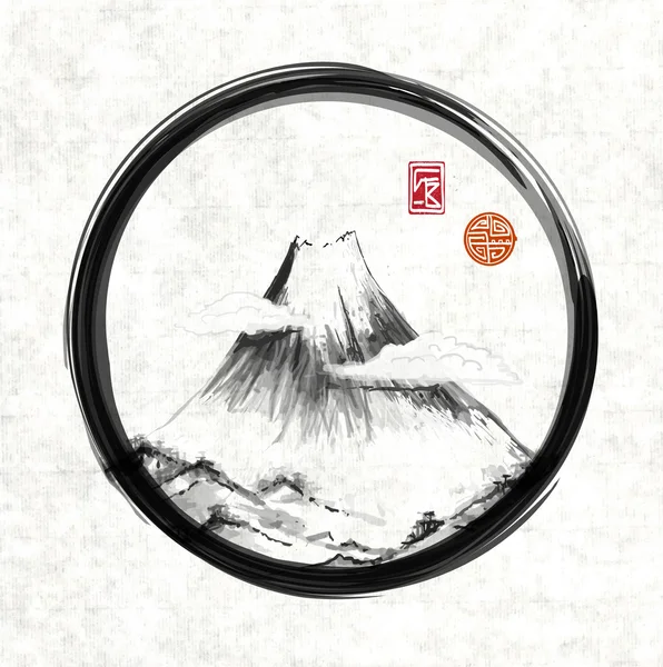 Montaña Fujiyama en las nubes — Vector de stock