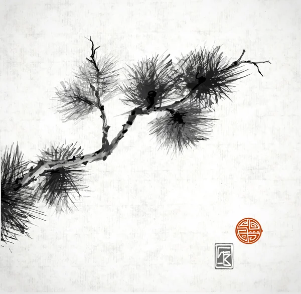Κλαδί δέντρου πεύκων σε ιαπωνικό στυλ — Διανυσματικό Αρχείο