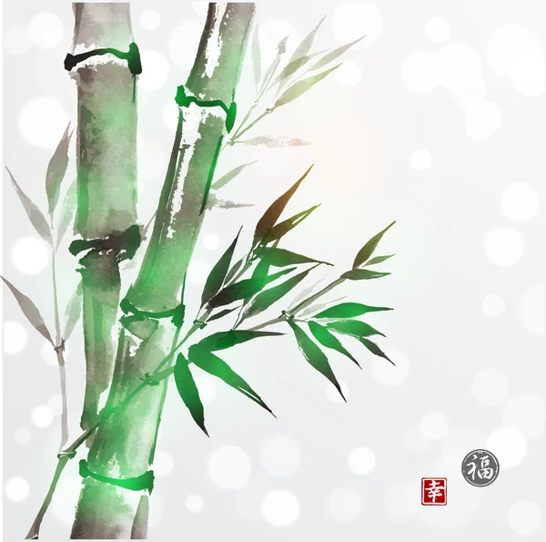 Kartu dengan bambu hijau - Stok Vektor