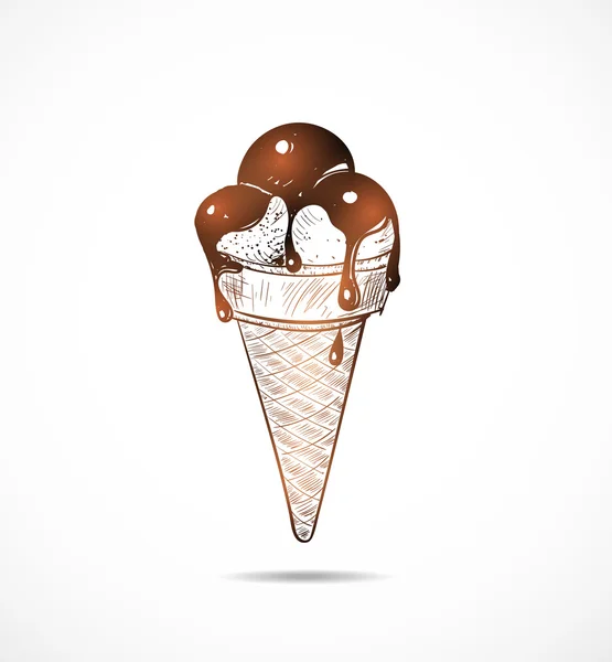 Schets van ice - cream kegel — Stockvector