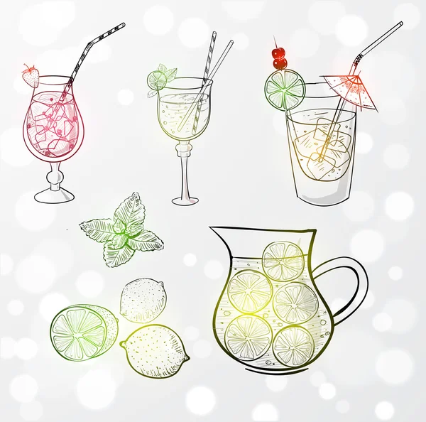 Sketches of fresh lemonade — Stock Vector