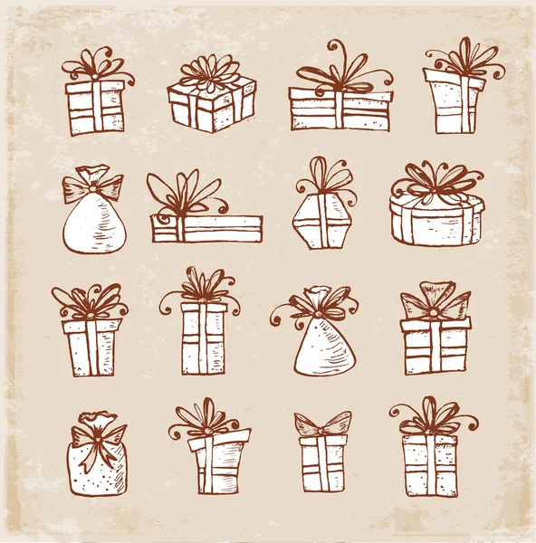 Sketch gift boxes — Stock Vector